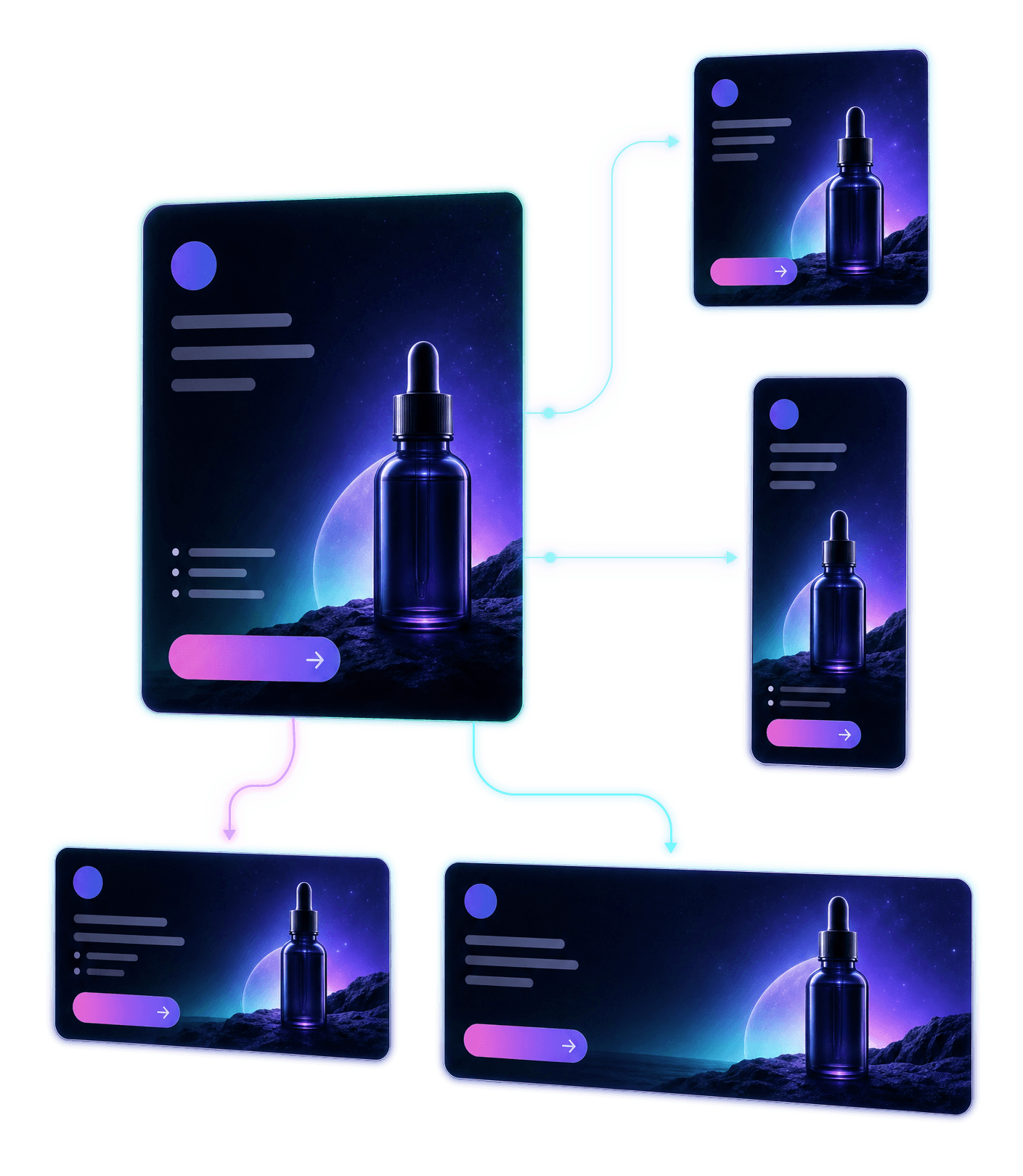 One hero creative re-composed by Variafy into multiple platform ad formats